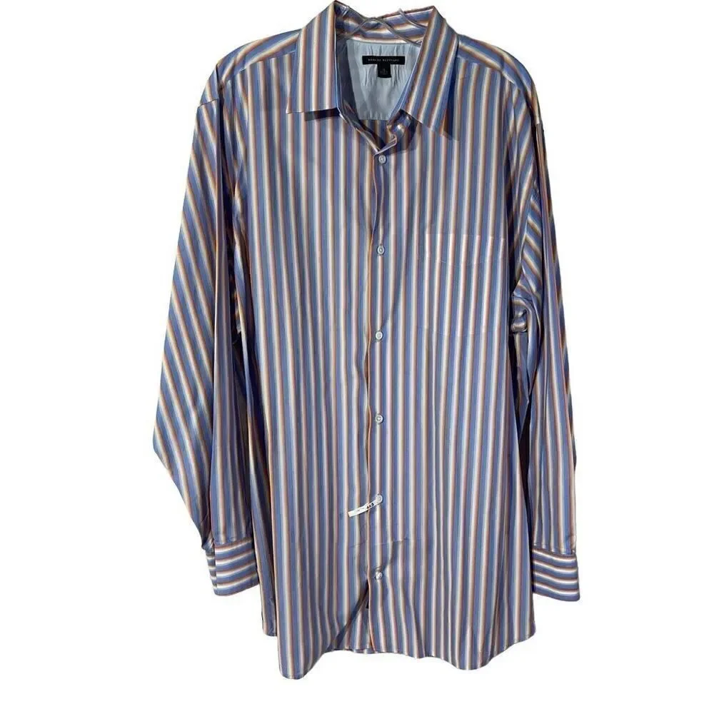 Banana Republic Men's Vertical Stripe Casual Button Front Long Sleeves Shirt Siz